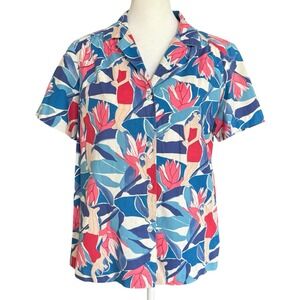 Vintage Hilo Hattie Hawaiian Shirt Women's Small Medium Hula Girl Cotton USA